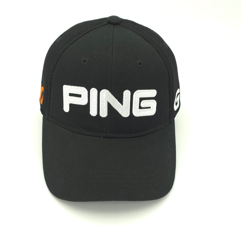 Ping Hat Cap Mens Fitted L XL Black G10 Golf Mesh Back Athletic Sportswear
